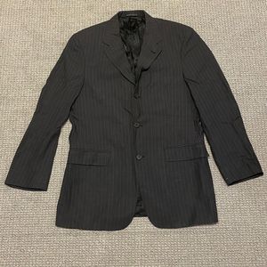 Kenneth Cole Suit Jacket Mens 38R Blazer Sport Coat Black Pinstripe Flaw